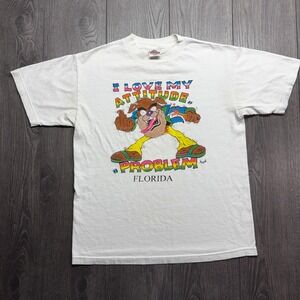 Vintage Florida I Love My Attitude Problem Medium Graphic T-Shirt White